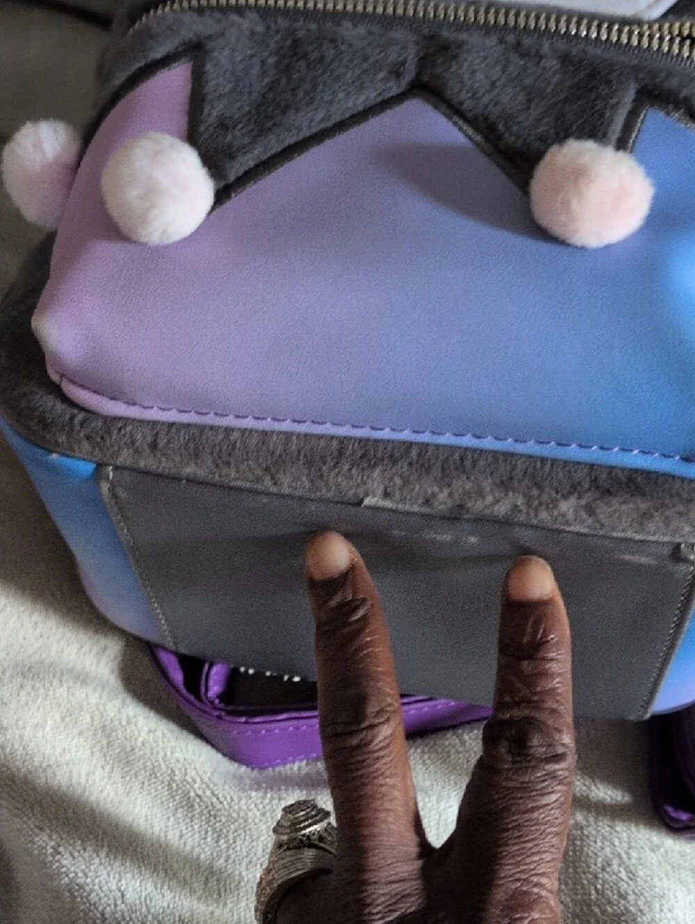 Her Universe Kuromi Hello Kitty Purple and Gray Plush Witch Hat Mini Backpack